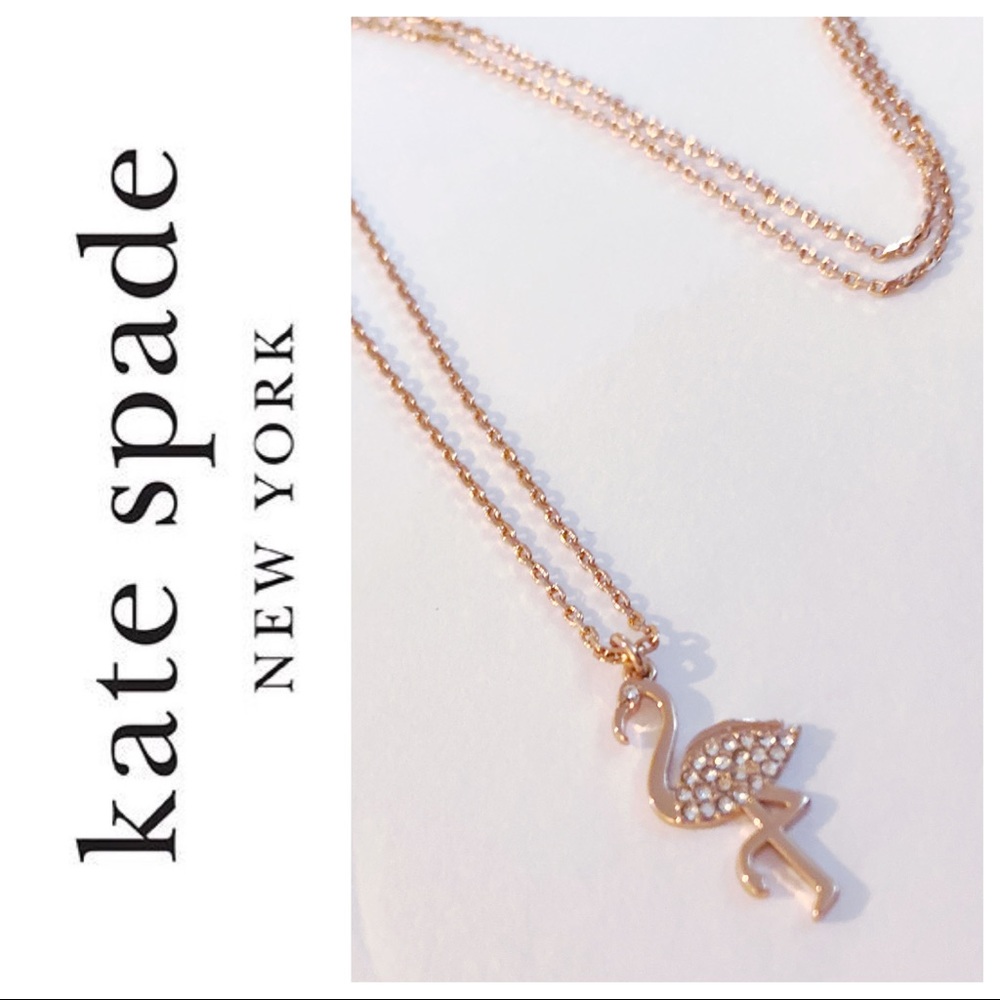 Kate Spade Pavé Flamingo Pendant Necklace gc8